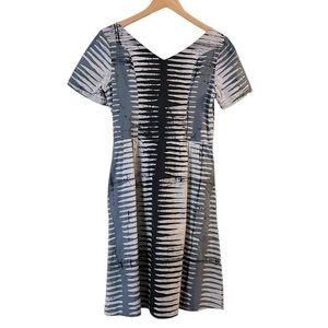 GLOBAL MAMAS Organic Cotton Handmade Fair Trade Blue Double VNeck Fishbone Dress